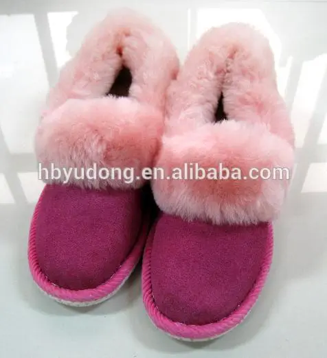 2016 New high quality ladies cow leather slippers with sheepskin wool