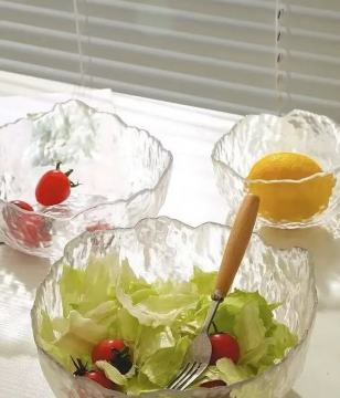 Elegant Frosted Glass Fruit Salad Bowl with Premium Feel