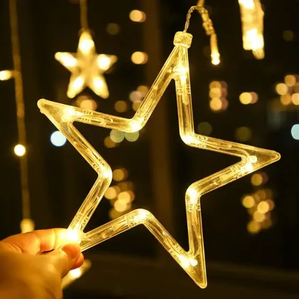 12 Stars 138 LED Curtain String Lights - Factory Outlets for LED Big Star Curtain Christmas Lights