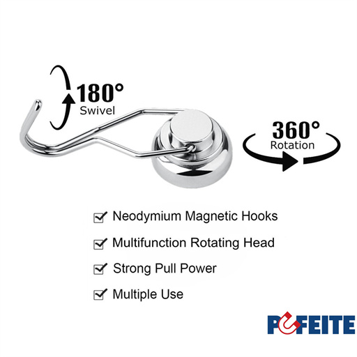 Neodymium Refrigerator Magnet Hook Rotating Swing For Kitchen