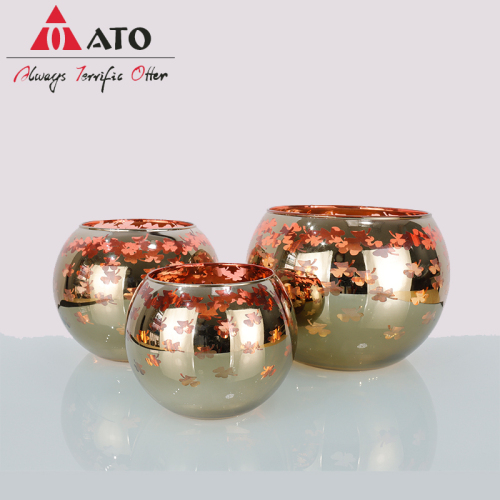 Ato Leaf Pattern Glass Candle Candle Candle Jar