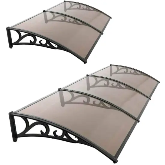 Dark Brown Polycarbonate Window Awning: Outdoor Patio Cover, Front Door Canopy, and Sun Shelter