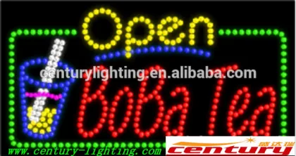 boba tea open led animated sign