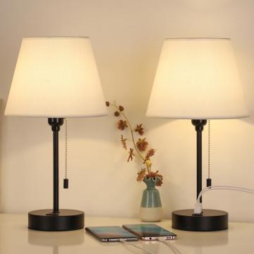 Bedside Nightstand Desk Lamp with Dual USB Charging-Ports