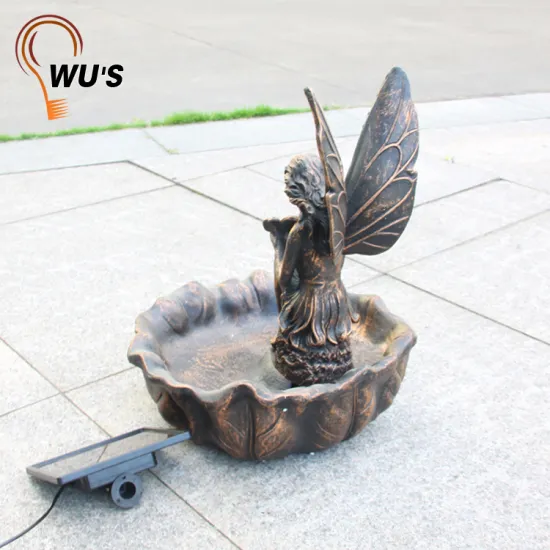 Amorphous solar panel polyresin tabletop outdoor waterfalls solar mini water fountain