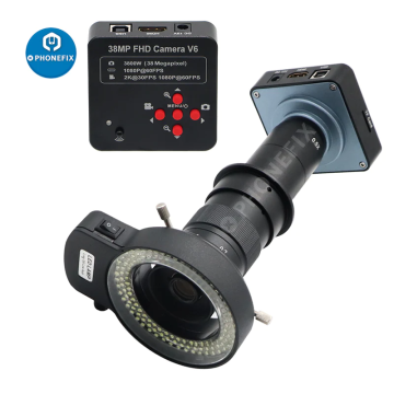38MP 1080P FHD HDMI Digital Microscope HD Camera 180X C Mount Lens 56LED Ring Light