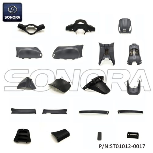 KIT DE CUERPO ZNEN ZN50QT-30A RIVA (FARO REDONDO) NEGRO MATE GRIS WLBK014 19PZS (P / N: ST01012-0017) CALIDAD SUPERIOR