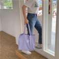 Eco Friendly Purple Pure Su tble Overize Canvas Cotton Tote Shopping Bag for Daily Life