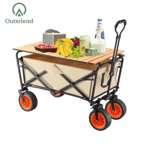 Folding Wagon with Telescoping Handle Outerlead Outdoor Wagon Garden Cart with Folding Table Manufactory