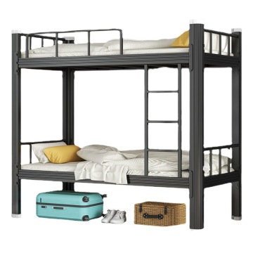 90cm Wide Black Iron Bed - High-Low Bunk Bed for Student Apartments and Staff Dormitories