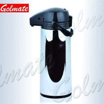 STAINLESS STEEL THERMOS VACUUM AIRPOT PUMP POT COFFEE JUG 1.9L WITH GLASS LINER