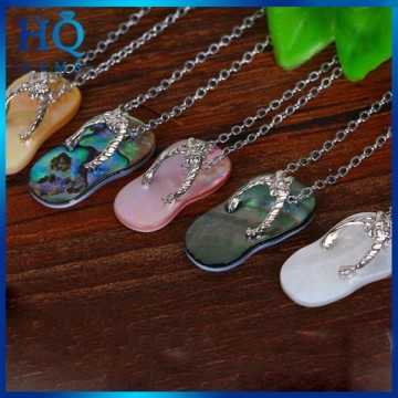 Natural Abalone Shell Earring brass slipper shape MOP necklace