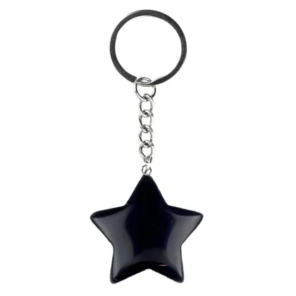 Black Obsidian 30mm Star Pendant Pendant Keychain