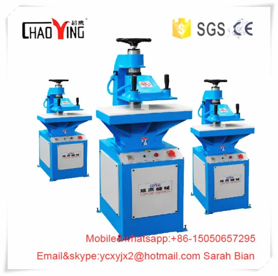 swing arm cutting press for shoe sole