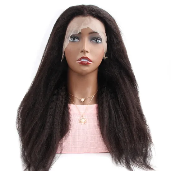 12A Remy wig 100% human hair 13x4yaki abnormal curly straight hair wig, lace front human hair wig, pre-drawn straight human hair