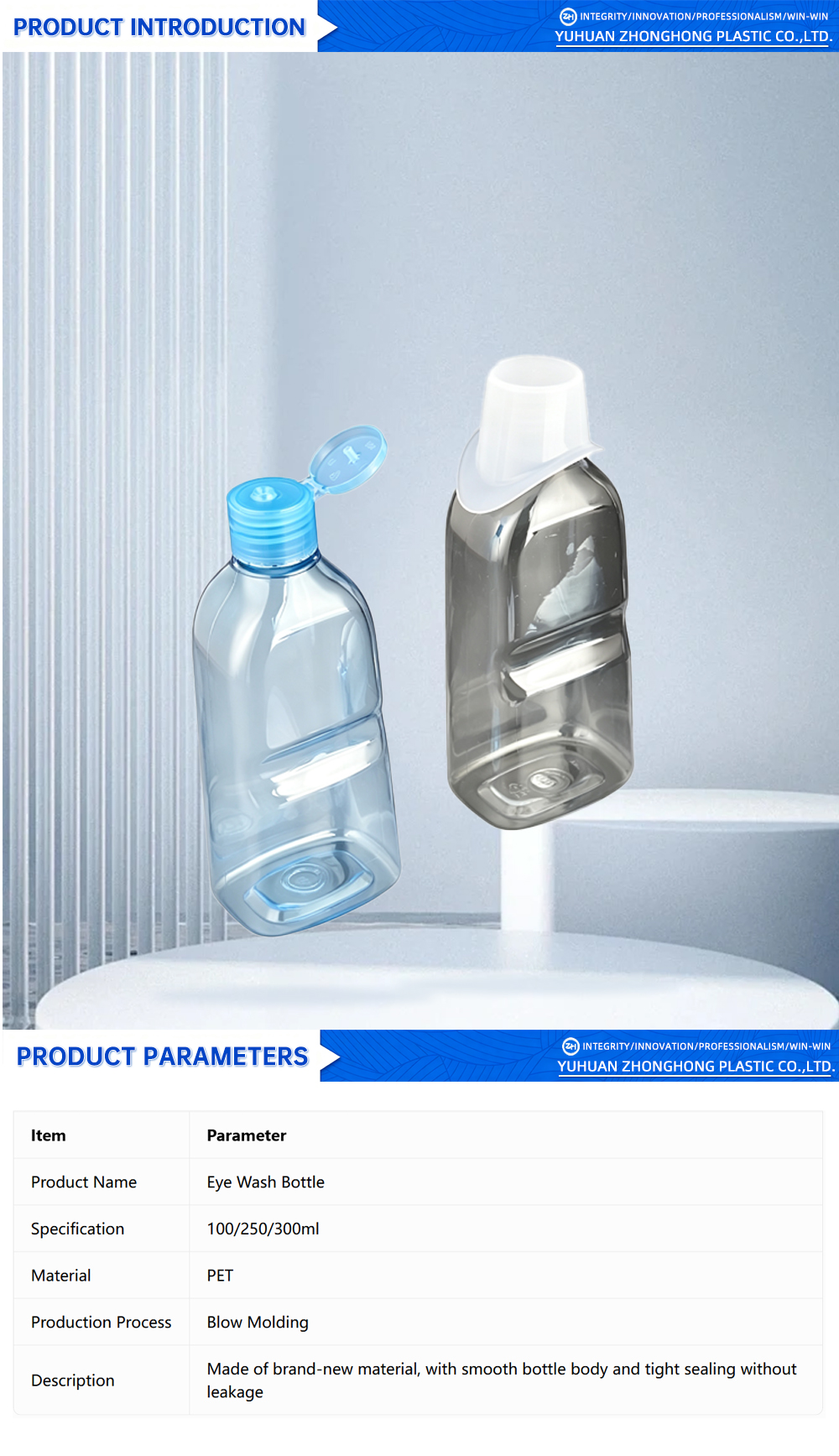 Sterile Eye Wash Bottle in Medical-Grade Plastic