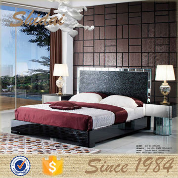 Modern latest high back designer bed / modern black bedroom furniture/ modern pictures of wood double bed LV-B807