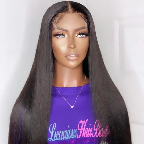 wholesale 200 density Indian 10 a grade virgin Peruvian silky straight human hair clear lace frontal wig for black women