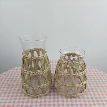 Grass Wrapped Sleeve Glassware Glass Pitcher Flower Vase