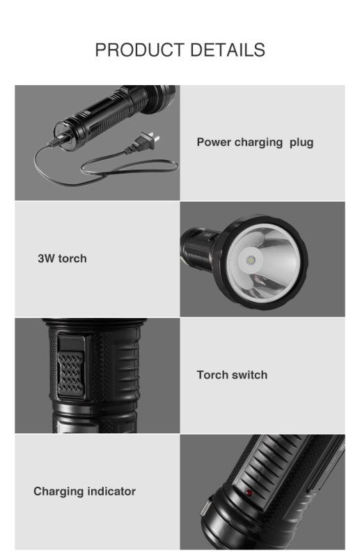 High Power Outdoor Camping Rechargeable LED Flashlight Torch