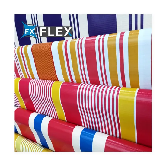 FLFX PVC Tarpaulin Stripe Roll - Waterproof Colorful Awning Fabric