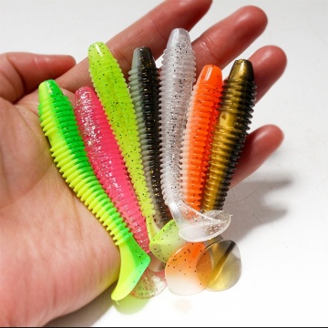 โรงงานขายส่ง Bait T-Tail Maggot Perch Lures สำหรับการตกปลาในแม่น้ำและทะเลสาบในตัวเลือกสองสี-5.5 ซม. และ 7.5 ซม.