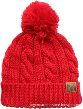 Women ribbed knit satin lined beanie hats