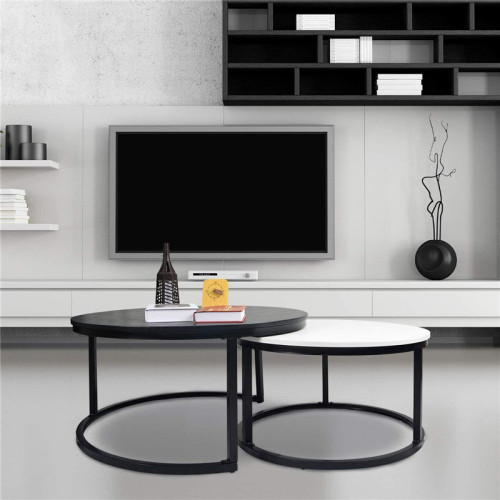 Set of Modern Round Coffee Table 2 Nesting