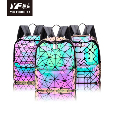 Láser geométrico Corte Luminoso Mujer Bolsa Grande Capacity School School Bag para adolescentes