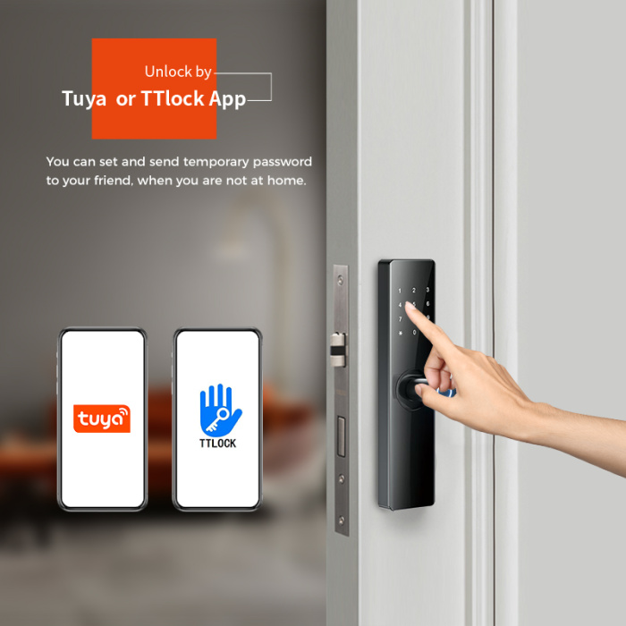 Отпечатка пальца RFID -карта Wi -Fi разблокировать замок двери квартиры