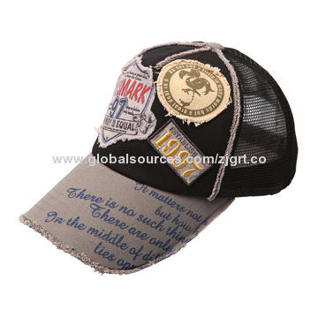 Applique and embroidery mesh golf cap