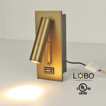 Hotel Guestroom Headboard LED Wall Lamp with USB Phone Charging Port