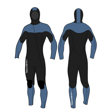 Seaskin Mens One Piece 5/4mm with Hooded Wetsuit