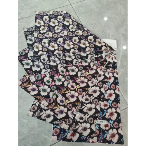 Summer Striped Floral Printed Stretch Satin Dress Fabric