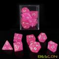 Bescon Intensive Glitter Dice 7pcs Set PINK PRINCESS, juego de dados de rol de novedad d4 d6 d8 d10 d12 d20 d%, paquete de caja de ladrillo