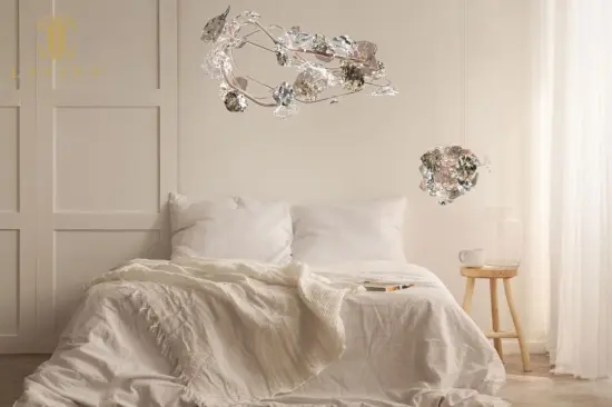 Flower-shaped gold branch lobby chandelier