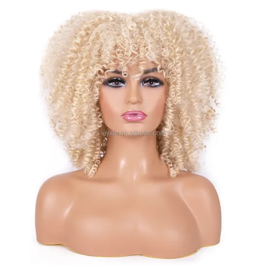 AliLeader New Synthetic Wig Fluffy Natural 14 Inch Afro Kinky Curly Wigs