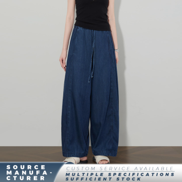 Jeans eleganti in denim a tutta lunghezza da donna lavaggio scuro