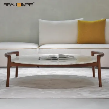 Luxury Modern Oval Coffee Table in Calacatta Marble Finish