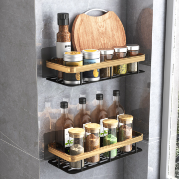 Strong Traceless Bathroom Organizer with Shelf and Hanging Hooks