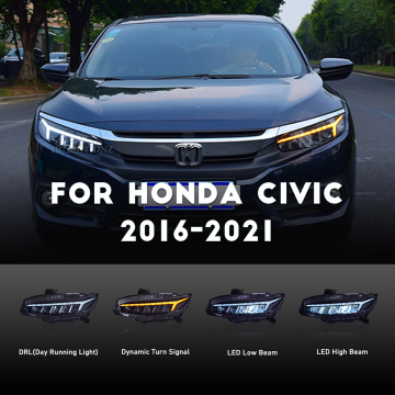 Faróis de carro hcmotionz para honda civic 2016-2021 10th ger