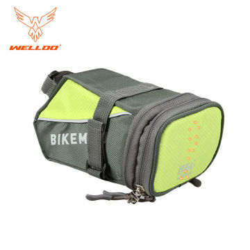 Bicycle Rear Bag with Led Flashing Lighting Indicator Night Guiding Light
