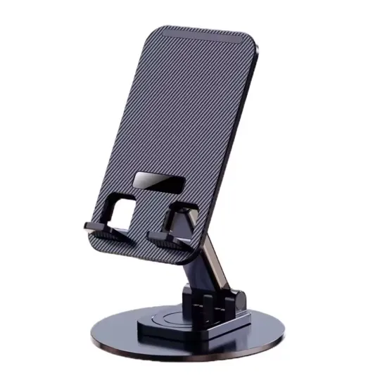 Foldable Upgraded Aluminum Alloy Adjustable Height 360 Rotatable Mobile Phone Holder for iPhone - Desktop Use" 

However, for a more SEO-friendly and concise title, consider:

"Adjustable Aluminum Alloy 360 Rotatable Phone Stand for iPhone - Desktop Frien