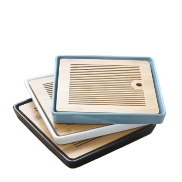 Bamboo Chinese Gongfu Tea Tray - Ceramic Tea Table for Kungfu Set