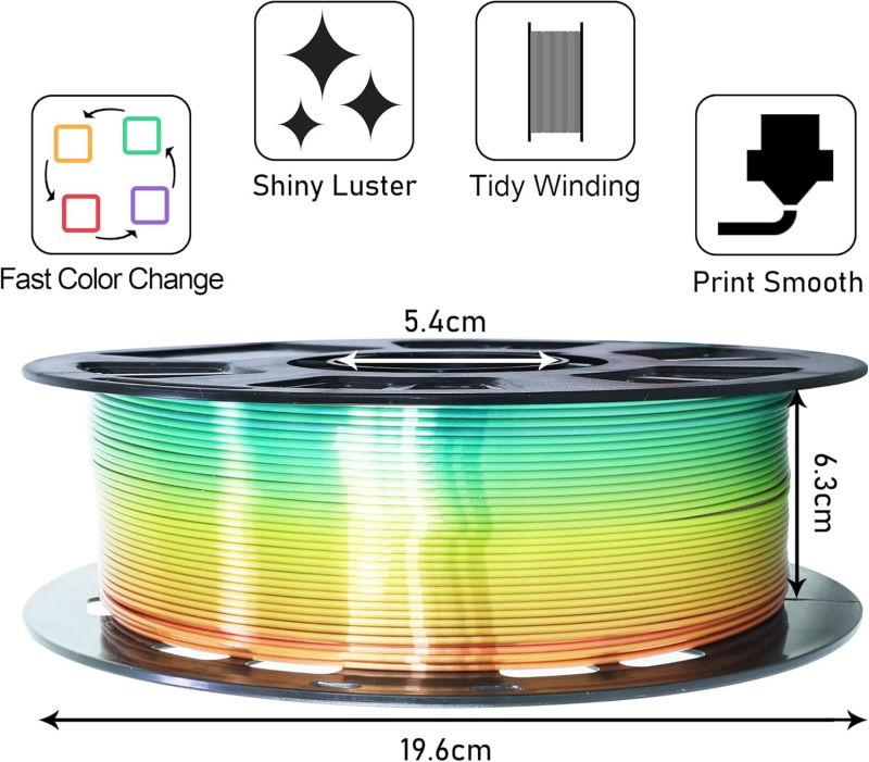 rainbow silk 3d printer filament