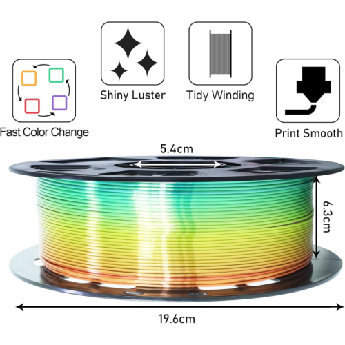 Rainbow Silk PLA Filament 1.75mm
