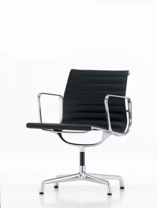 mid century modern black leather office desk chair