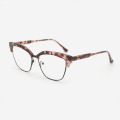 Square Acetate And Metal Combined Women's Optical Frames 23A3068