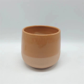 Двухцветный круглый керамический горшок бежевого цвета