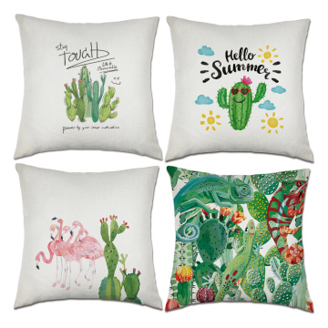 Set of Tropical Throw Pillow Covers Cactus Flamingo Lizard Summer Decorative Cushion Cover Pillow Case for Sofa Bedroom Car Couc